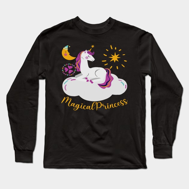 Cute Unicorn Gift For Girls - Magical Princess Long Sleeve T-Shirt by Animal Specials